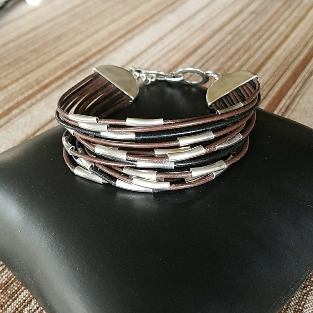 Silpada Designs Sterling Silver & Leather Bracelet